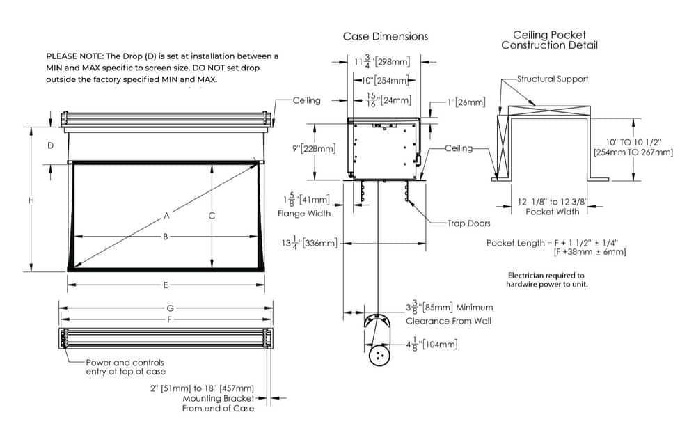Screen Innovations Zero-G specification drawing
