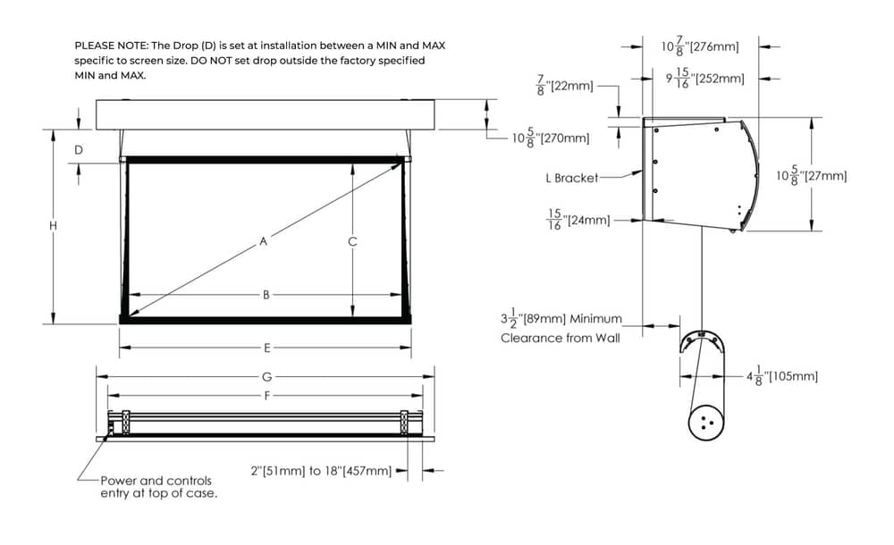 Screen Innovations Zero-G specification drawing