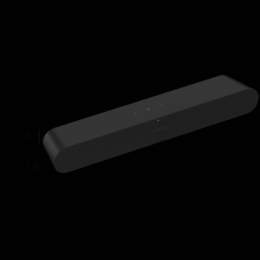 Sonos Ray is 2.76 inches tall, 3.66 inches deep, and 21.93 inches wide